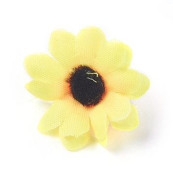 Handmade Silk Cloth Sunflower, Artificial Flower Head, For Wedding Party Decoration, Yellow, 40x16~17mm, Inner Diameter: 2mm