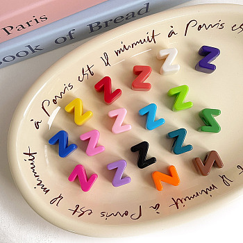 Opaque Acrylic European Beads, Large Hole Beads, Mixed Color, Letter Z, 20.6x817.2x13.6mm, Hole: 6.3mm, 138~252pcs/500g