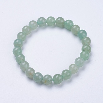 Natural Green Aventurine Beaded Stretch Bracelets, Round, 2 inch(52mm)