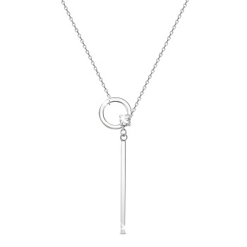 SHEGRACE Rhodium Plated 925 Sterling Silver Pendant Necklaces, with Grade AAA Cubic Zirconia and Cable Chains, Platinum, 27.16 inch(69cm)