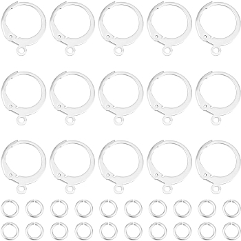 20Pcs 304 Stainless Steel Leverback Earring Findings, 20Pcs Brass Jump Rings, 925 Sterling Silver Plated, 4~14x4~12x0.6~2mm, Hole: 1.2mm, Pin: 0.6x1mm, 20pcs/style