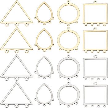 32Pcs 8 Style 304 Stainless Steel Chandelier Components Links, Mixed Shapes, Laser Cut, Golden & Stainless Steel Color, 4pcs/Style