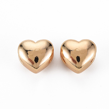 Brass Beads, Nickel Free, Heart, Real 18K Gold Plated, 10x11x8mm, Hole: 5x2mm