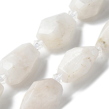 Natural Rainbow Moonstone Beads Strands, Faceted, Nuggets, 16.5~27.5x9.5~21.5x9.5~21.5mm, Hole: 2mm, about 12~15pcs/strand, 15.16~15.75''(38.5~40cm)