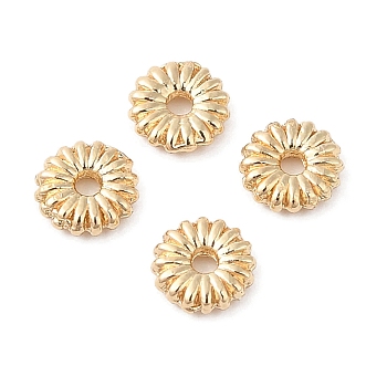 Brass Spacer Beads, Cadmium Free & Lead Free, Flower, Long-Lasting Plated, Light Gold, 4x1mm, Hole: 0.9mm