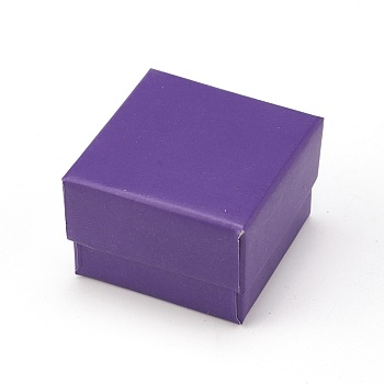 Cardboard Jewelry Earring Boxes, with Black Sponge, for Jewelry Gift Packaging, Purple, 5x5x3.4cm