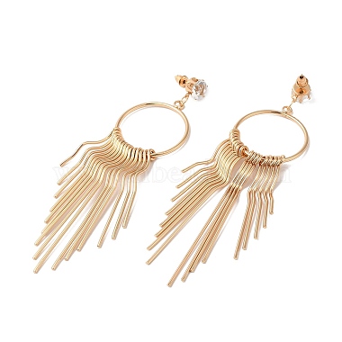 boucles d'oreilles pendantes en strass avec pompon(EJEW-D054-02KCG)-2