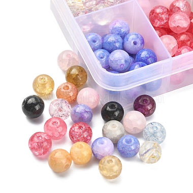 220Pcs 10 Colors Transparent Crackle Glass Beads Strands(GLAA-YW0001-49)-2