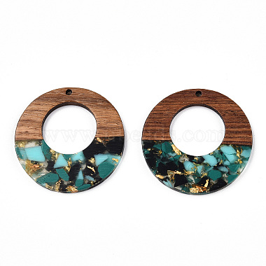 Transparent Resin & Walnut Wood Pendants(RESI-TAC0017-74-A02)-2