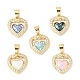 Rack Plating Brass Enamel Micro Pave Clear Cubic Zirconia Pendants(KK-K380-04G)-1