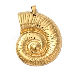 Ion Plating(IP) 304 Stainless Steel Pendants, Spiral Shell Charm, Golden, 44x34x5mm, Hole: 4mm(X-STAS-M017-09G)