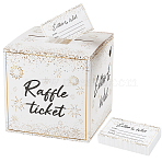 1 Set Kraft Paper Lottery Ticket Boxes, Square, with 50 Sheets Cards, White, 15x15x15cm(CBOX-SP0001-05)