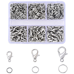 Zinc Alloy Lobster Claw Clasps, with Iron Open Jump Rings, Platinum, 658pcs/set(DIY-YW0016-11B)