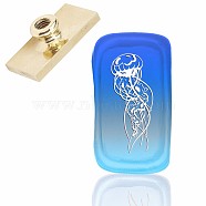 Wax Seal Brass Stamp Head, for Wax Seal Stamp, Rectangle, Ocean Themed Pattern, 4.5x2.3x1.45cm(AJEW-WH0215-038)