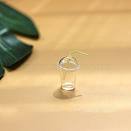 Mini Resin Blank Beverage Cup, with Dome Lid & Straw, for Dollhouse Accessories, Pretending Prop Decorations, Light Green, 9~14x21mm(BOTT-PW0001-204D)