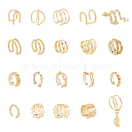 20Pcs 20 Style Multi Line & Leaf & Criss Cross Alloy & Iron Cuff Earrings for Women, Golden, 4~14x1.5~28.5mm, 1Pc/style(EJEW-AN0003-53)