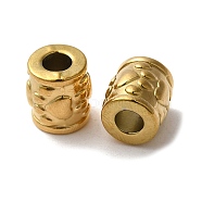 304 Stainless Steel Beads, Column with Heart, Real 18K Gold Plated, 10x9mm, Hole: 4mm(STAS-I203-42G)
