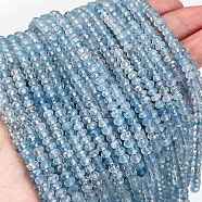 Natural Aquamarine Beads Strands, Faceted, Rondelle, Grade A, 4x3mm, Hole: 0.7mm, about 128pcs/strand, 15.16 inch(38.5cm)(G-L587-B02-02)