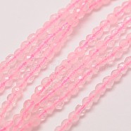 Natural Rose Quartz Beads Strands, Faceted Round, 2mm, Hole: 0.8mm, about 190pcs/strand, 16 inch(G-A129-2mm-10)