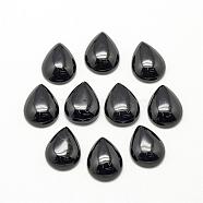 Natural Black Stone Cabochons, teardrop, 17~18x12~13x5mm(G-R417-13x18-46)