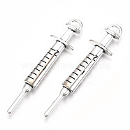 Tibetan Style Alloy Big Pendants, Lead Free & Cadmium Free, Injection Syringe, Antique Silver, 61.5x14x5mm, Hole: 4.5x3mm(X-TIBE-S323-048AS-RS)