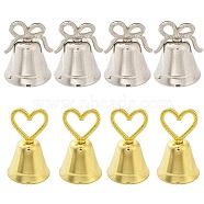 CHGCRAFT 8Pcs 2 Styles Heart/Bowknot & Bell Alloy Memo Clip, Message Note Photo Stand Holder, for Wedding Decoration, Platinum & Golden, 39.5~40x51~66mm, 4pcs/style(AJEW-CA0001-94)