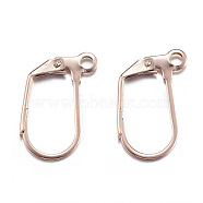 Ion Plating(IP) 304 Stainless Steel Leverback Earring Findings, with Loop, Rose Gold, 18x13x2mm, Hole: 2mm, Pin: 0.6x0.8mm(X-STAS-D167-58RG)