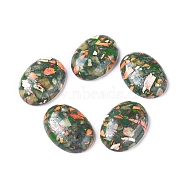 Assembled Synthetic Gold Line Peridot and Imperial Jasper Cabochons, Oval, Dyed, 30x22x7~8mm(G-D0006-G03-10)