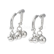 Brass Round Ball Dangle Stud Earrings, Front Back Stud Earrings for Women, Platinum, 26x14mm(EJEW-K255-01P)
