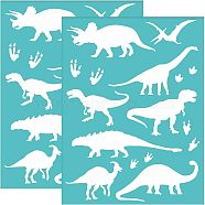 Self-Adhesive Silk Screen Printing Stencil, for Painting on Wood, DIY Decoration T-Shirt Fabric, Turquoise, Dinosaur Pattern, 195x140mm(DIY-WH0337-034)