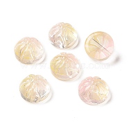 Transparent Spray Painted Glass Beads, Steamed Stuffed Bun Shape, Pink, 12x8mm, Hole: 1.2mm(GLAA-I050-09K)