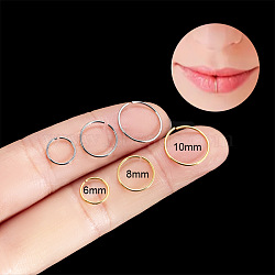 G23 Titanium Lip Ring, Hoop Nose Rings for Women Men, Stainless Steel Color, Inner Diameter: 8mm(WGF6EBC-02)