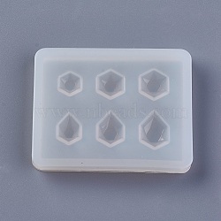 Silicone Molds, Resin Casting Molds, For UV Resin, Epoxy Resin Jewelry Making, Hexagon, White, 50x40x5mm, Inner Size: 6~9mm(DIY-F023-21-02)