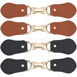 4 Sets 2 Style PU Imitation Leather Sew on Toggle Buckles, Tab Closures, Cloak Clasp Fasteners, with Alloy & Iron Finding, Mixed Color, 15.9~16x3.35x0.6~0.9cm, 2 sets/style(DIY-GF0007-18)