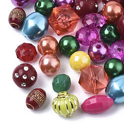 Acrylic Beads, Mixed Shapes, Mixed Color, 11~18x10~16x7~16mm, Hole: 1.4~2.5mm(OACR-N008-010)