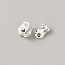 50Pcs Brass Bead Tips, Calotte Ends, Clamshell Knot Cover, Silver, 4x2.5x1.5mm, Hole: 0.8mm and 0.7mm, Inner Diameter: 1.2mm(KK-WH0038-54B-S)