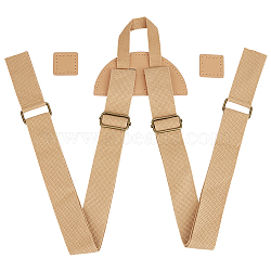 WADORN 1 Set Nylon Adjustable Shoulder Belts, Sew on Backpack Bag Straps, with Leather Finding & Iron Buckle, BurlyWood, 692x159x5mm & 40.5x40.5x2.8mm, 3pcs/set(AJEW-WR0001-34)