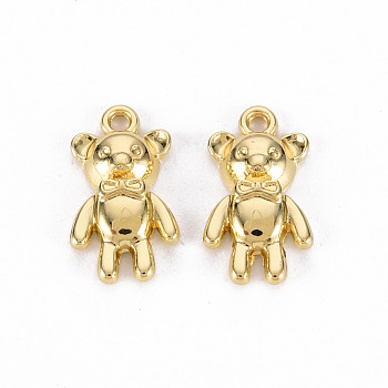 Rack Plating Alloy Pendants, Cadmium Free & Lead Free, Bear, Light Gold, 16x9x3mm, Hole: 1.4mm