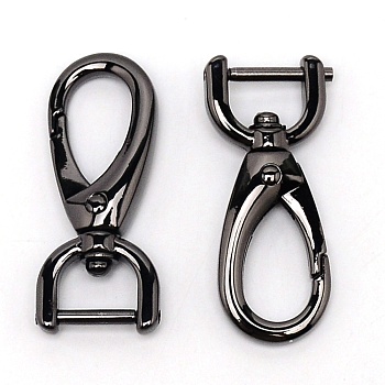 Alloy Swivel Clasps, Swivel Snap Hook, for Bag Replacement Accessories, Gunmetal, 47x20.5x7.5mm, Hole: 5.5x13mm
