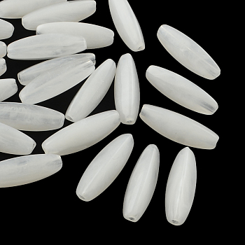 Rice Imitation Gemstone Acrylic Beads, Elongated Oval Beads, White, 28x9x9mm, Hole: 2mm, about 400pcs/500g