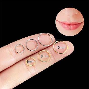 G23 Titanium Lip Ring, Hoop Nose Rings for Women Men, Stainless Steel Color, Inner Diameter: 8mm