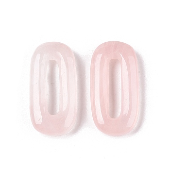 Natural Rose Quartz Oval Pendants, Oval Ring Charms, 30x15~16x5~6mm, Hole: 17.5~19.5x3.5~4.5mm