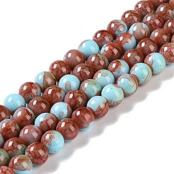 Baking Paint Glass Bead Strands, Round, Brown, 10mm, Hole: 1.4mm, about 85~86pcs/strand, 31.10~31.50''(79~80cm)