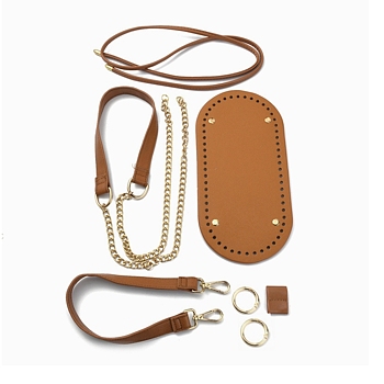 Imitation Leather DIY Purse Knitting Making Kit, including Alloy Curb Chain Strap, Spring Gate Rings, Strap with Swivel Clasp, Bottom and Drawstring Accessories, Peru, 7pcs/set