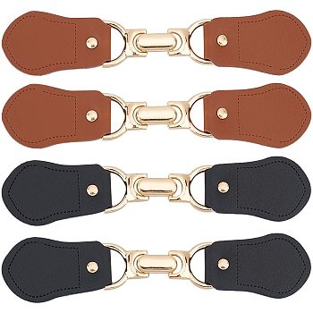 4 Sets 2 Style PU Imitation Leather Sew on Toggle Buckles, Tab Closures, Cloak Clasp Fasteners, with Alloy & Iron Finding, Mixed Color, 15.9~16x3.35x0.6~0.9cm, 2 sets/style