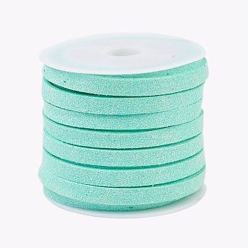Faux Suede Cord, Faux Suede Lace, Aquamarine, 5x1.5mm, about 5.46 yards(5m)/roll, 25rolls/bag