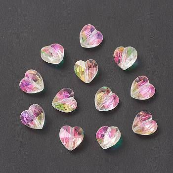 Transparent Glass Beads, Faceted, Heart, Clear AB, 10x10x7mm, Hole: 1~1.2mm