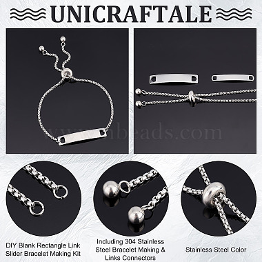 Kit de fabrication de bracelets coulissants à maillons rectangulaires vierges(STAS-UN0039-30)-3