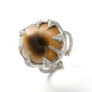 Dyed Natural Shell Eye Open Cuff Ring(RJEW-M155-02S)-4