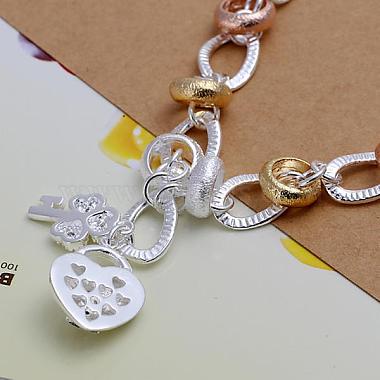 Exquisite Brass Key & Heart Lock Charm Bracelets For Women(BJEW-BB12593)-3